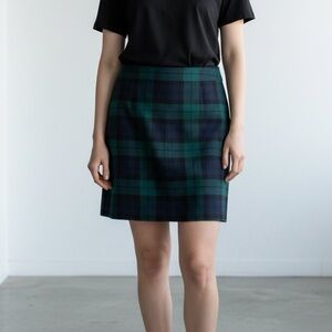 J. Crew Factory Blackwatch Plaid A-Line Wool Blend Skirt - Size 14